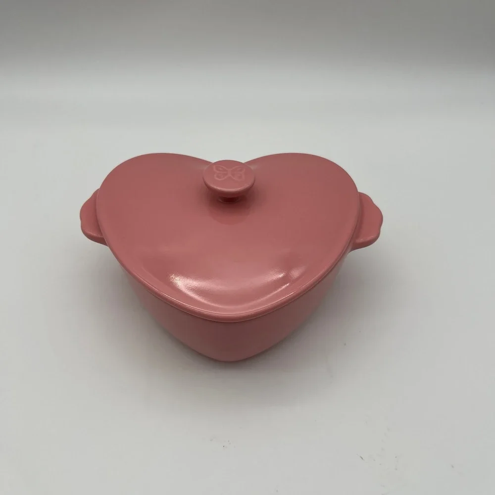 The Pioneer Woman Casserole‎ Dish Pink Heart Stoneware Butterfly Lid A51